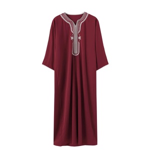 Meilleure vente Moyen-Orient Abaya Dubaï pour hommes musulmans Style Qatar pas cher Robes pour musulmans Thobe pour hommes Thobe - Product Image 5