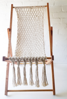 Chaise longue pliante en macramé et bois au design vintage, idéale pour l'extérieur, les hôtels, les piscines et les plages – Meilleur prix