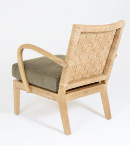 Chaise en rotin de style bohème avec support en bois massif, dossier en rotin tissé à la main, assise épaisse et cadre en bois moderne - Product Image 3