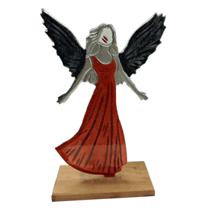 Nuevo adorno de mesa Escultura de Ángel de Navidad con base de madera Adornos de decoración de habitación estética moderna - Product Image 1
