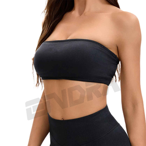 Ensemble de vêtements de sport rouge premium pour femmes vêtements de sport sexy haut court dos nu bandeau sans bretelles tissu extensible confortable hauts élégants - Product Image 5