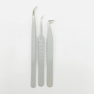 Pinzas de extensión de pestañas sostenibles de acero inoxidable japonés recubiertas de Color gris Agarre fuerte Pinzas de agarre perfecto con LOGO - Product Image 3
