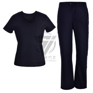 Conjunto de Uniformes Médicos Cómodos con Cuello Alto, Cierre Frontal, Mangas con Puños y Aberturas Laterales para Médicos, Enfermeras y Asistentes Dentales - Product Image 5