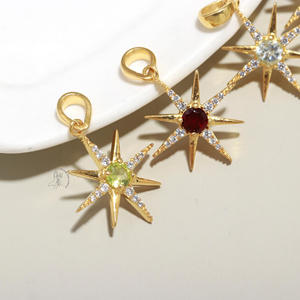 Collar con colgante chapado en oro y plata de ley 925 al por mayor, conjunto de bisel de piedras preciosas con forma redonda natural, regalo de estilo bonito para mujer - Product Image 4