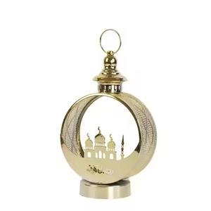 Farol Colgante Decorativo de Hierro Dorado con Diseño Árabe Musulmán para Eid Mubarak y Ramadán, Adornos para Mesa de Fiesta - Product Image 4