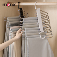 Porte-pantalon pliable multi-niveaux peu encombrant en acier inoxydable antidérapant, organisateur de rangement pour armoire