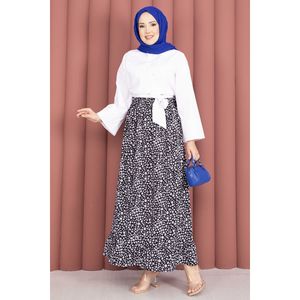 Floral Pattern Pleat <b>Skirt</b> <b>Elastic</b> Waist Comfortable and Breathable Short Length Digital Print Black XS Size - Product Image 3