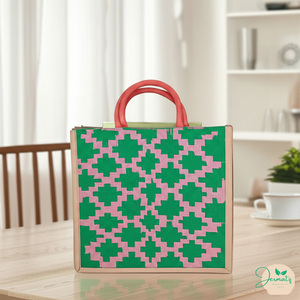 Daily Comfort Jute <b>Tote</b> Bag <b>with</b> <b>Zipper</b> Open Closure Fashion Design for Strong Use Easy Carry Spacious Interior for Home Travel - Product Image 2