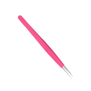 Pinces à épiler pour extensions de cils personnalisées, pointe pointue, manche rose, acier inoxydable allemand, pinces à épiler pour faux cils pour la beauté - Product Image 3