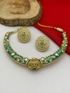 Conjunto de Moissanite Polki Hasli de alta calidad para mujer, Ideal para bodas, ocasiones especiales, conjunto de collar de lujo tradicional indio - Product Image 2