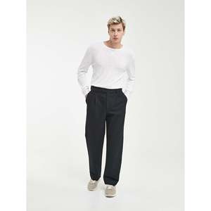 T-shirt da uomo a maglia a maniche lunghe a taglio largo nero Versatile - Product Image 5