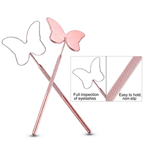 Accesorios para Pestañas, Espejo de Extensión de Pestañas con Mango de Acero Inoxidable, Forma de Mariposa, Diseño Desmontable con Aumento para Ver las Pestañas - Product Image 1