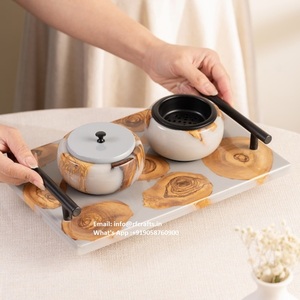 Caja de quemador Bakhoor con incrustaciones de resina de madera y bandeja Soporte de luz en T Quemador Bakhoor de madera india y epoxi Quemador Oud Bakhoor - Product Image 5