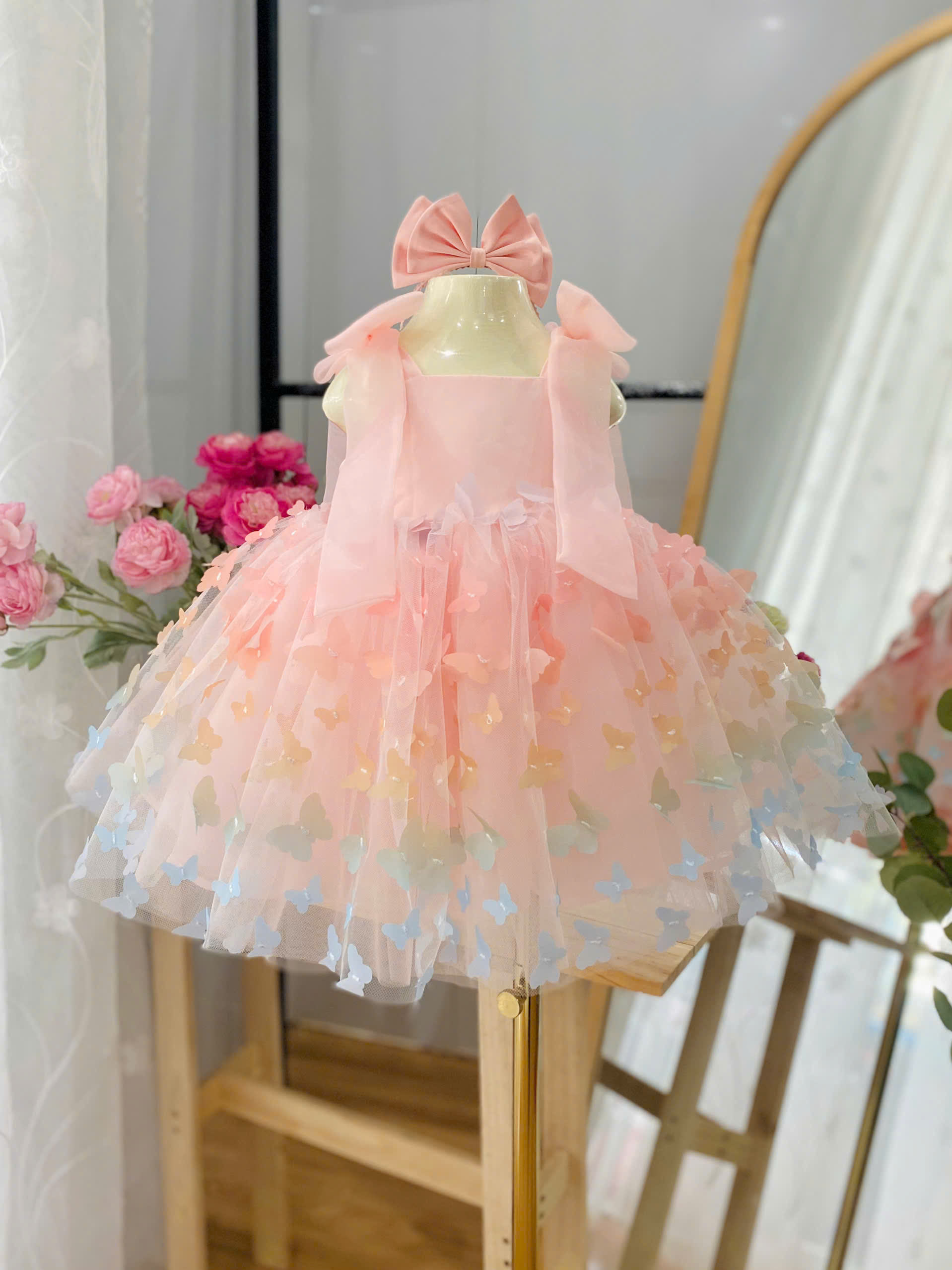 Pink with rainbow butterfly decorations