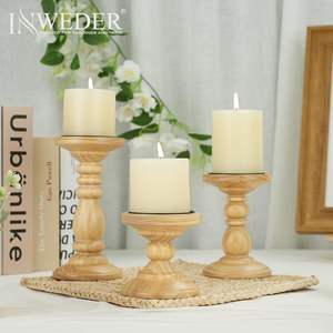 Portavelas: Candelabro Rústico de Madera Decoración Rústica de Otoño Centro de Mesa Marrón Desgastado para Mesas, Repisas y Comedor - Product Image 4