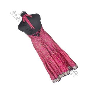 2025สไตล์โบโฮคอลเลกชันใหม่ของผู้หญิงชุดเดรสผ้าไหมส่าหรีสไตล์โบฮีเมียนสไตล์วินเทจแขนกุด - Product Image 2