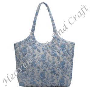 กระเป๋าถือผ้าฝ้ายขนาดใหญ่ทำด้วยมือสำหรับผู้หญิงกระเป๋าสะพายไหล่ทำจากผ้าควิลท์กระเป๋าเดินทางลายดอกไม้หรูหรา - Product Image 1