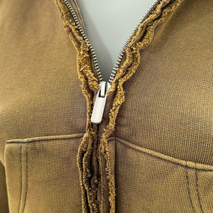 Survêtement deux pièces à broderie dégradée 100% coton, délavé à l'acide, sweats à capuche zippés et pantalons de survêtement pour femmes - Product Image 3