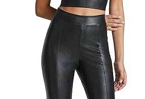 Pantalons en cuir évasés personnalisables pour femmes, dernier design décontracté avec devant plat, prix de gros - Product Image 3