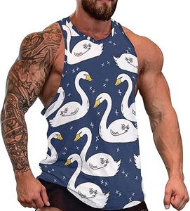 White Swan Hombres Muscle Tank Top Sin mangas Entrenamiento Tank Shirts Gym Fitness Tees Chaleco - Product Image 1