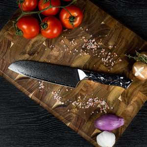 Cuchillo de chef de acero Damasco VG10 hecho a mano de 8 pulgadas con mango de mármol blanco y negro, cuchillos de cocina OEM personalizados hechos en EE. UU. - Product Image 3