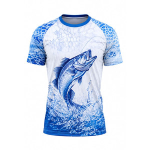 Camisa de Pesca para Hombre, Impresión por Sublimación, UPF 50, Secado Rápido, Diseño de Peces Azules, Manga Corta, Ropa para Actividades al Aire Libre - Product Image 2