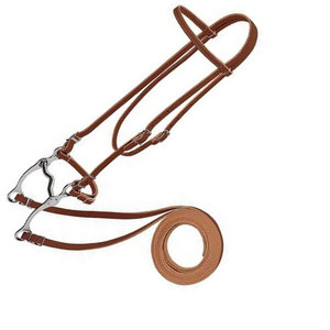 Arnés Cuero Po NY Brow Band Brida Hebilla de una sola mejilla Calzones Ajustable Western Headstall en Sunset Finish Training - Product Image 6