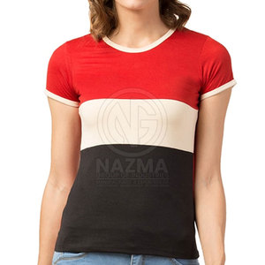 Made in Pakistan Plain Dyed Knitted 100% Cotton Women T-Shirts Breathable Quick Dry <b>Top</b> Selling Hot Sale - Product Image 5