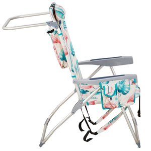 Chaise de plage Flamingo en tissu Oxford renforcé, tube en aluminium blanc argenté, capacité de charge de 100 kg - Product Image 1
