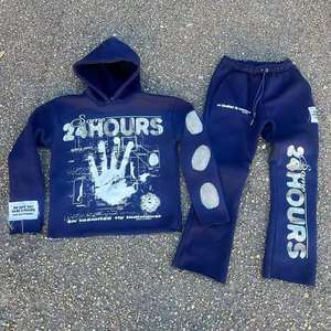 Kivotech ชุดวอร์มชุดวอร์มผ้าฝ้ายมีฮู้ดและกางเกงซักกรดพิมพ์ลายสกรีนโลโก้ - Product Image 5