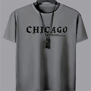 Camiseta de Algodón de Punto Sólido Estilo Hip Hop, 100% Algodón, Cuello Alto, Manga Corta, para Hombre, Alta Calidad, Superventas, Precio Razonable - Product Image 3