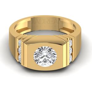 Latest Designed Moissanite Round Cut White Diamond with 925 Sterling <b>Silver</b> <b>Ring</b> Exclusive <b>Solitaire</b> Men's Fancy Diamond <b>Ring</b> - Product Image 5