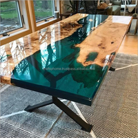 Table de salle à manger en résine époxy, design Unique et décoratif, en bois massif, cristal clair