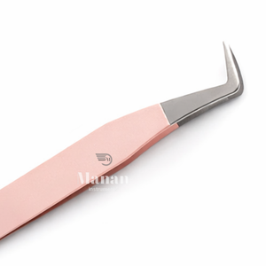 Pinzas para Pestañas de Acero Inoxidable Rosa Mate con Punta Lisa, Herramienta de Aislamiento en Forma de L, Punta de Precisión, Uso Profesional en Salón, para Cejas - Product Image 2