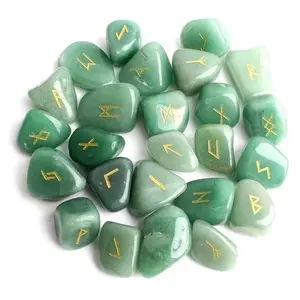 Green Aventurine Rune set Wholesale natural healing Crystal Gemstone Labradorite rune Stone Sets for Reiki Healing