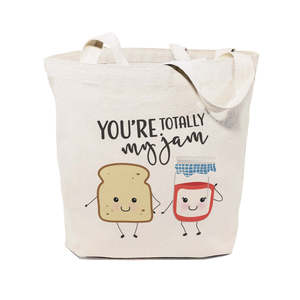 Totally My Jam Cotton Canvas Tote <b>Bag</b> Eco-Friendly Recyclable <b>Long</b> for Daily Use Advertising Various Cartoon Letter Screen - Product Image 1