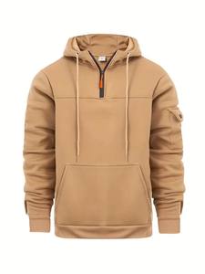Ropa de invierno Color sólido Cuarto Cremallera Hombres Sudaderas con capucha Servicio OEM Uso al aire libre Ropa de moda Sudaderas con capucha para hombres - Product Image 2