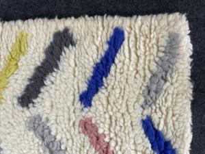 Alfombra de Lana Hecha a Mano con Diseño Moderno, Suave y Acogedora, con Patrón Geométrico Vibrante Multicolor, Técnica de Pelo en Bucle - Product Image 2