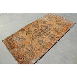 พรมตุรกี ขนาด 3.4x6.8 ฟุต พรมวินเทจลายดอกไม้สีน้ำตาลส้ม - Product Image 3