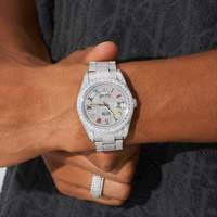 Montre en quartz et moissanite, 42 mm, acier inoxydable, cadran serti de diamants, montre de luxe pour homme, montre de mode
