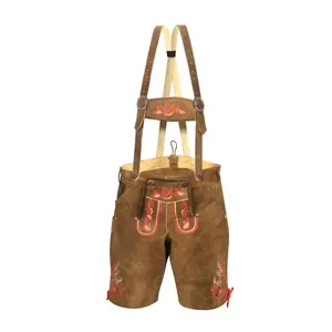 Pantalones cortos bávaros personalizados para hombre Oktoberfest Lederhosen en colores personalizados con logotipo impreso Wax Lederhosen Shorts para uso en el gimnasio - Product Image 1