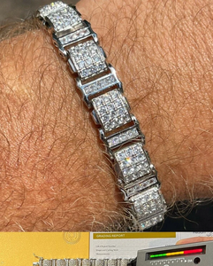 Men's 925 Sterling <b>Silver</b> Tennis <b>Charm</b> <b>Bracelet</b> 11mm Presidential Style With Diamond Fashion Jewelry for Men's - Product Image 4