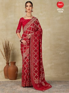Saree en Georgette pure viscose pour tissage Drapé léger de qualité supérieure Idéal pour les occasions ethniques Festivals Designer Styling Sarees - Product Image 3