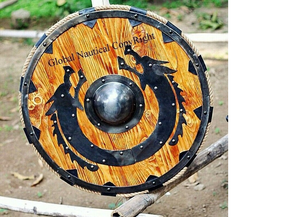Medieval Heavy <b>Battle</b> Ready <b>Rope</b> Design Wooden Shield Steel Dragon Round Viking Shield Christmas & Halloween Gift - Product Image 3