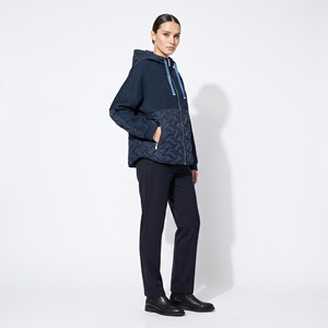 Oversized Zip-Up Quilted Hooded <b>Jacket</b> in Two Materials, Sizes <b>S</b>-<b>M</b>-L, Fits Sizes 36-46 - Product Image 1