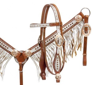 Cabeza occidental de cuero Natural para caballos, cabeza con brida occidental, diseño de caballo, tachuelas - Product Image 2