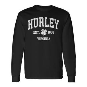 T-shirt vintage a maniche lunghe Hurley Virginia, girocollo, unisex, per adulti, maglietta per riunioni degli ex studenti - Product Image 1