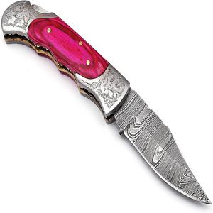 Outils manuels Couteau pliant d'extérieur Couteau pliant de camping avec traversins en argent et manche en bois de couleur - Product Image 4