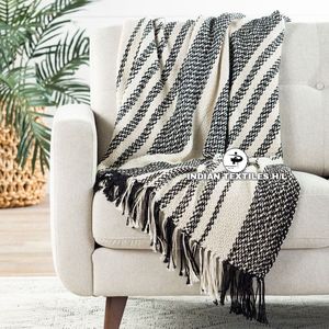 100% Cotton Luxury Stripe Design Throw <b>Blanket</b> Soft and <b>Warm</b> Collection from Indian Supplier ITHL - Product Image 3