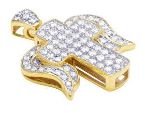 Pendentif Croix Ailes d'Ange en Argent Sterling Plaqué Or 18K Luxe, Entièrement Sertie de Moissanite Brillante, Bijou Hip Hop Premium - Product Image 6